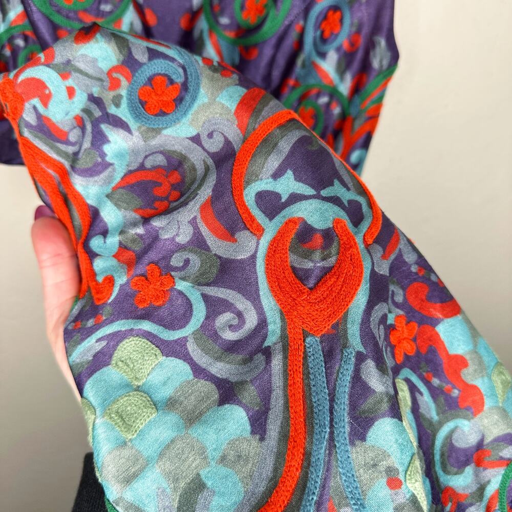 Anthropologie Pankaj & Nidhi Octave Floral Embroidered Applique Mini Dress 0 - Picture 7 of 15